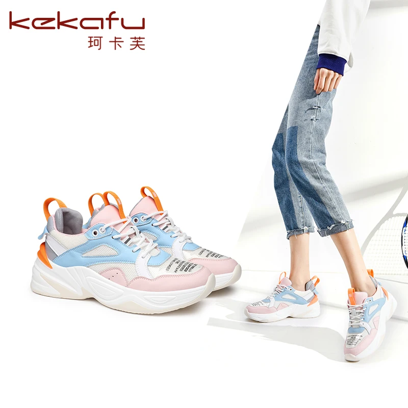KEKAFU/2019 модная Осенняя обувь женские кроссовки на массивном каблуке женская