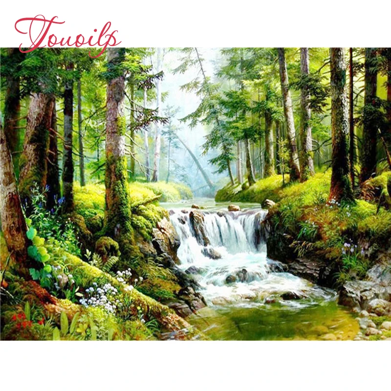 Алмазная вышивка TOUOILP портрет forest Creek водопад 5d алмазная живопись крестиком