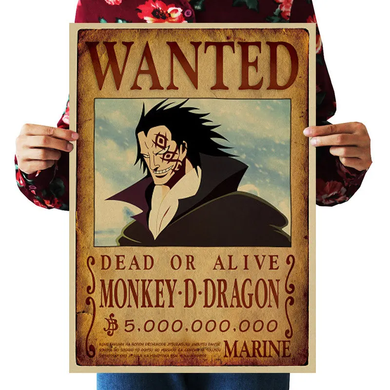 69 стилей ONE PIECE Wanted постеры игрушки винтажный постер Луффи Эйс джинбе нами и Чоппер Робин Зоро Санджи Усопп аниме наклейка 51x36CM - Цвет: Dragon