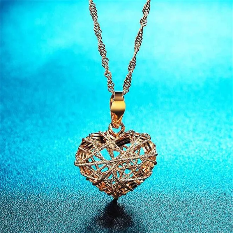 Wholesale Drop Shipping Fashion 18K Gold AU750 Jewelry Elegant Charm Retro Exquisite Hollow Heart Necklace Pendant 11.50mm*14.00 | Украшения
