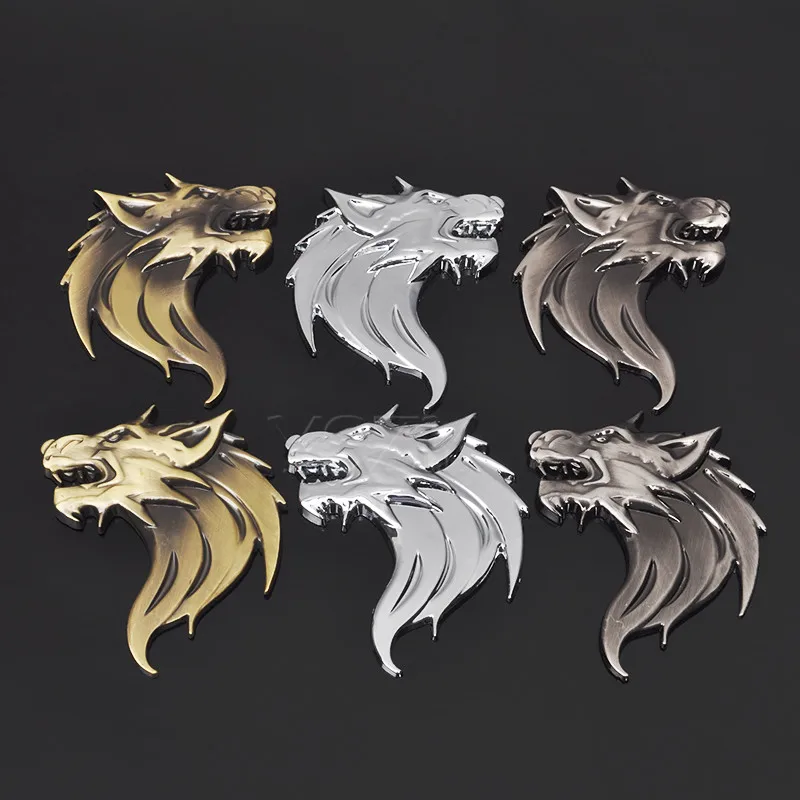 Модная металлическая эмблема головы волка Автомобильная наклейка мотоцикл
