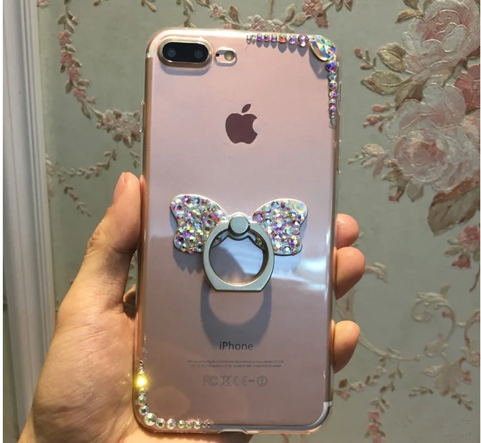 For MeiZu 16S Pro 15 16 Plus M3 Max M5 M6 M3S M5S M5C M6S Note 8 U10 U20 MX6 6 7 Bow Rhinestone Bear Ring Holder Case |
