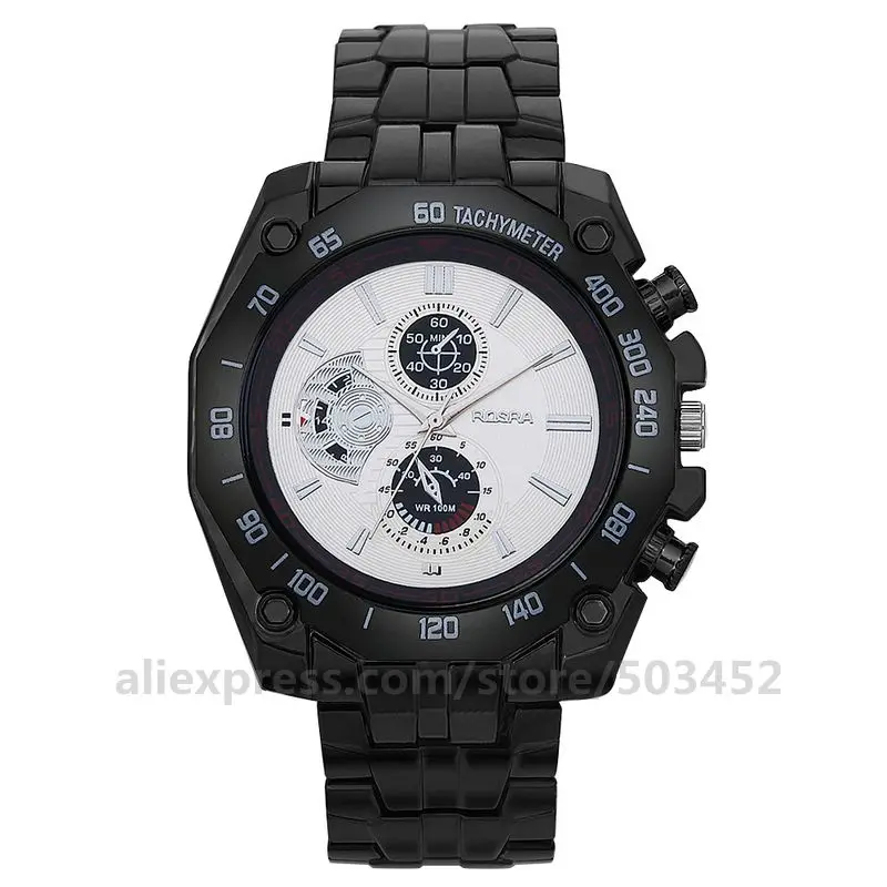 100 шт./лот ROSRA 8659 Модные мужские кварцевые часы из сплава с роскошным стальным