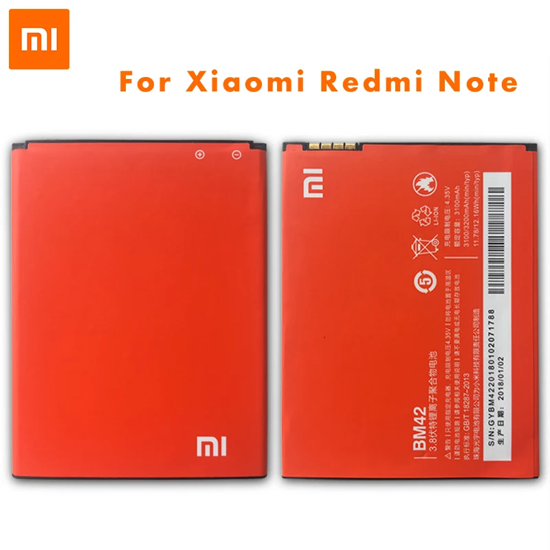 Xiao Mi оригинальные BM42 Аккумуляторы для мобильных телефонов Xiaomi Redmi Note 4G Prime Hongmi 3100mAh