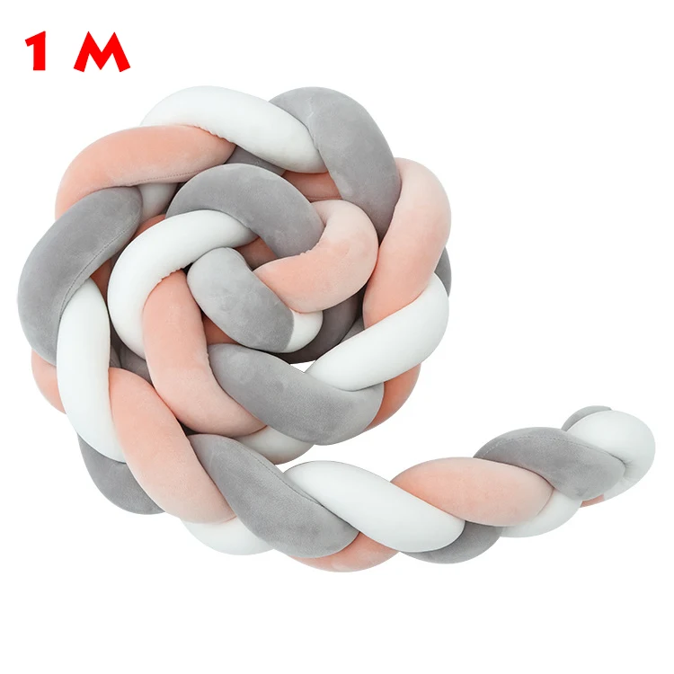 1 M Gray white red 1 шт., 1 м/2 м/3M, бампер для новорожденной кроватки, бампер с узлом для новорожденной кровати, длинная плетеная Подушка с узлом, детская кроватка, декор для детской комнаты - Цвет: 1 M Gray white red