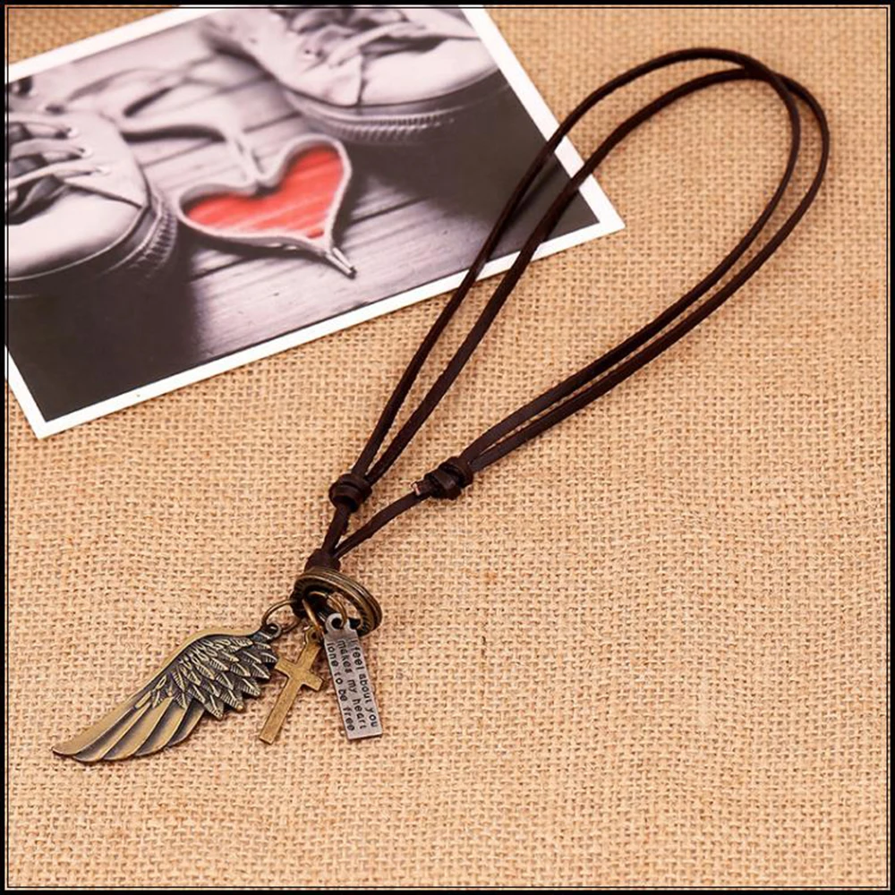 2017 модное ожерелье с подвеской в виде крыльев Ангела крестиков волков зубов