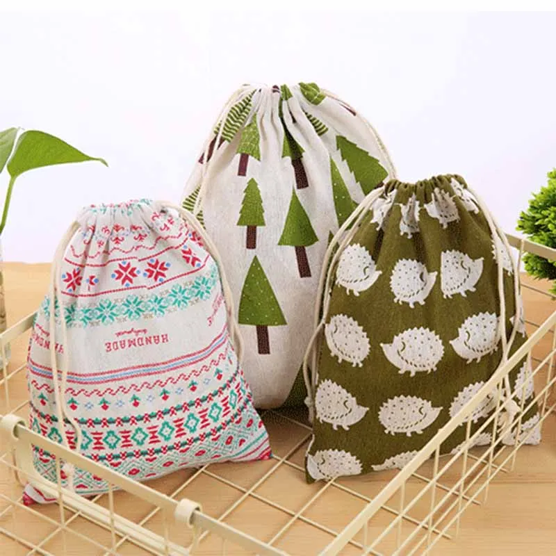 3 размера 1 шт. новый свежий ткань хлопок Путешествия Drawstring Tote Сумка для хранения