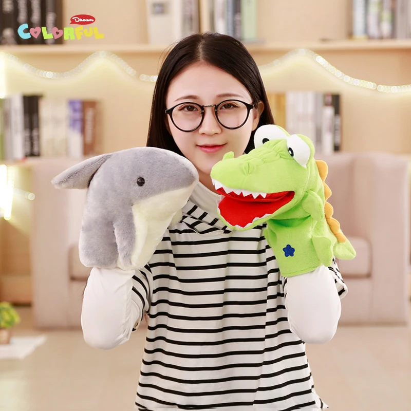 1 шт. 30 см зеленая лягушка Акула плюшевая ручная кукла крокодила интерактивный