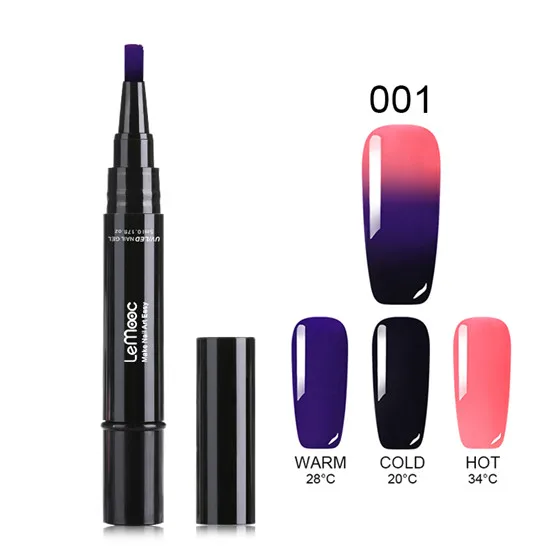 LM-001 LEMOOC 3 в 1 термо меняющий Цвет гель лак для ногтей ручка 5 мл термо Vernis полуперманентный УФ Гель-лак для нейл-арта Ручка гель краска - Цвет: LM-001