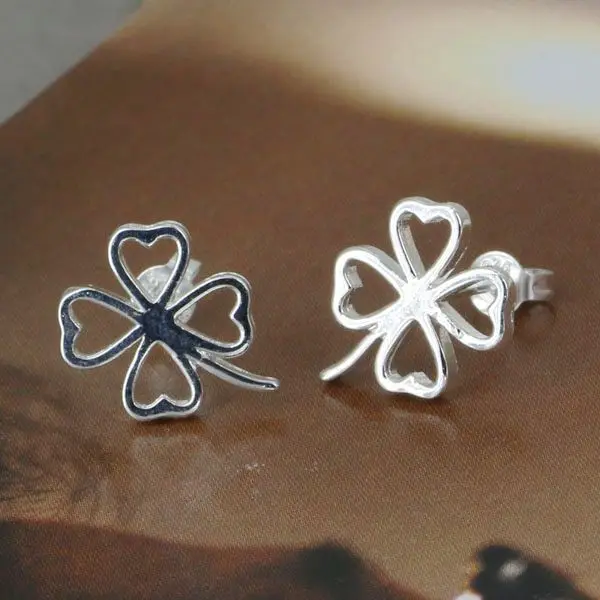 E101, оптовая продажа, серьги с покрытием из серебра, модные ювелирные изделия, серьги в виде четырехлистного клевера E101, оптовая продажа, серьги с покрытием из серебра, модные ювелирные изделия, серьги в виде четырехлистного клевера