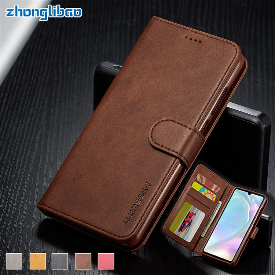 Кожаный чехол книжка P30lite с магнитной застежкой для Huawei P40 P30 P20 Mate 20 10 Pro Lite PSmart Plus Y9