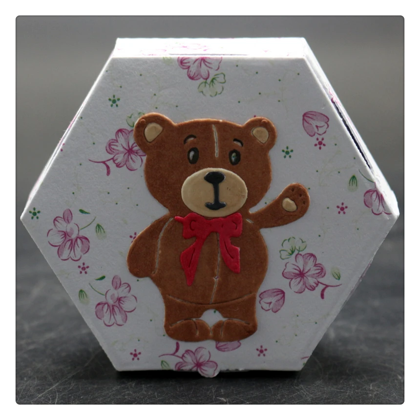 1725 Медвежонок конфеты коробка скрапбукинга металла резки штампы для трафареты