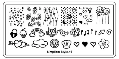 16simplism style Finger Angel 1 шт. пластины для штамповки ногтей штамп изображения пластырь перо покер милый дизайн 6*12 см шаблон для ногтей DIY Инструменты для маникюра - Цвет: 16simplism style