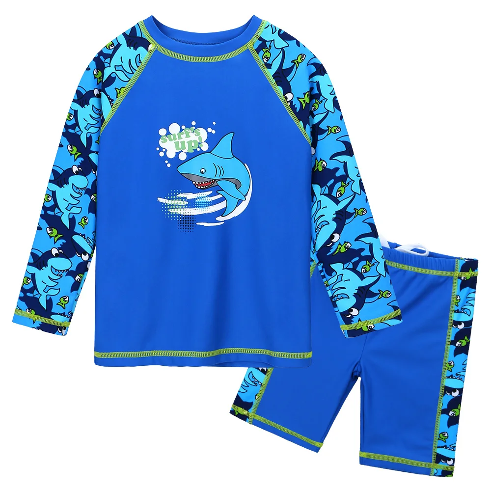 

BAOHULU Cartoon Navy Baby Boy Swimwear Long Sleeve Kids Boys Swimsuit Two-Pieces UPF50+ Toddler Swimwear Beach Rash Guards