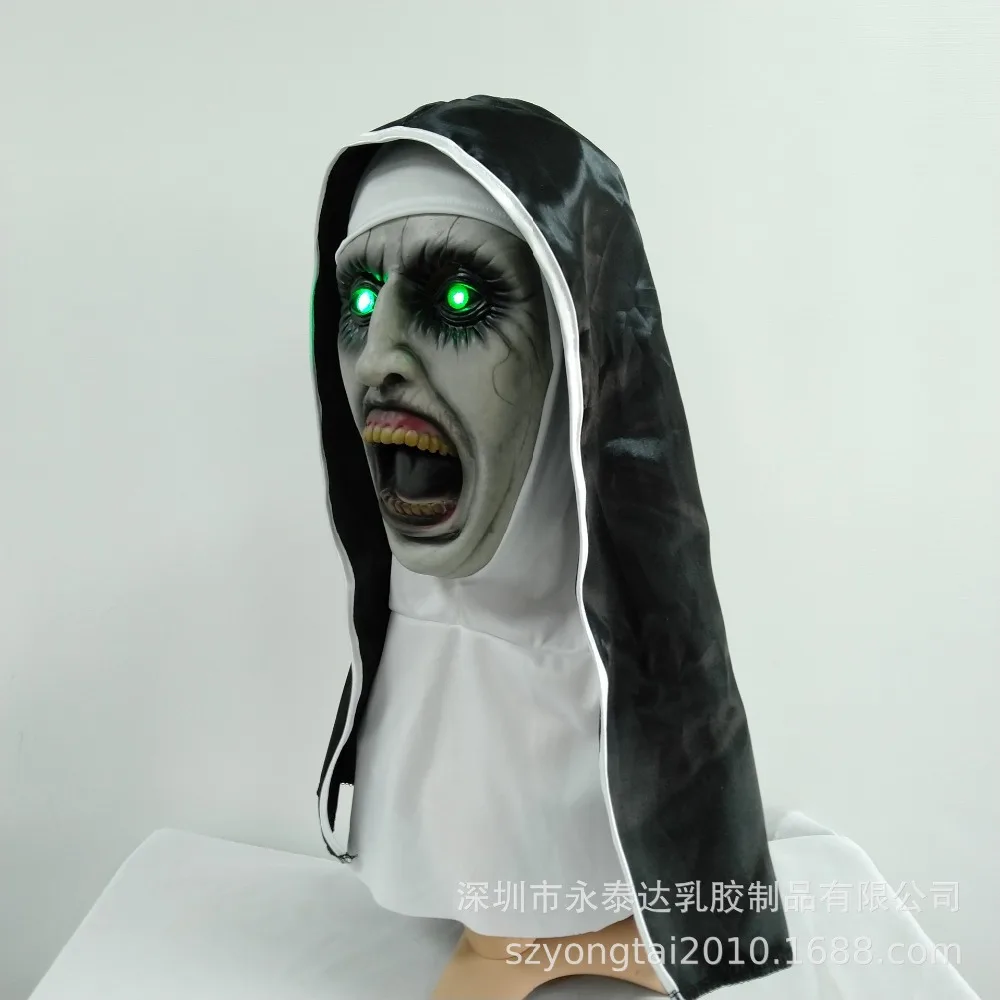 Conjuring 2 The Nun Horror светящаяся маска для косплея страшные латексные маски с шарфом головы шлем полным лицом