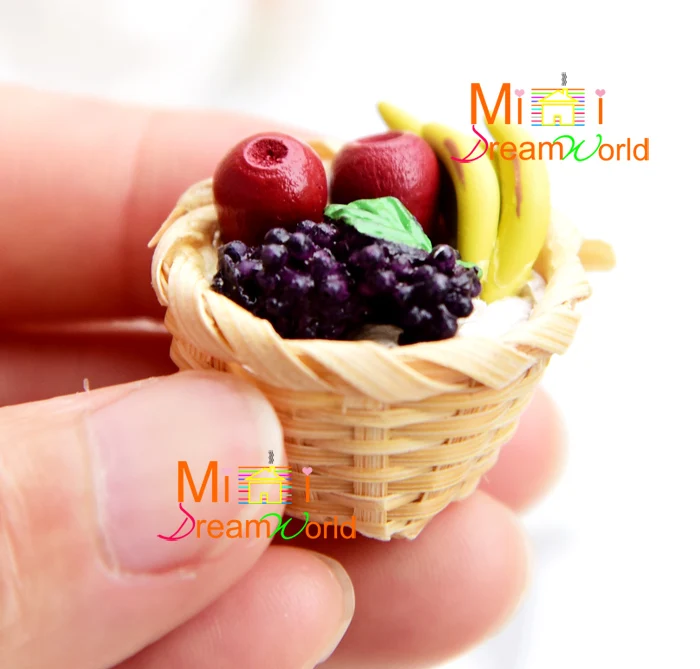 Игрушки 1/12 Dollhouse Миниатюрные Еда фрукты яблоко банан корзины винограда|miniature