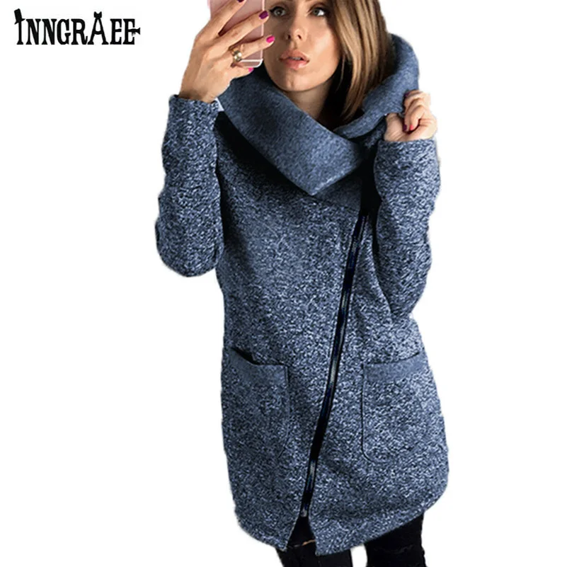 Большие размеры зимние пальто Модные боковой молнии свободные женские Военная