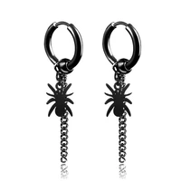 kofsac new fashion long chain earrings for men women cool personality spider titanium steel non perforated earring jewelry gifts