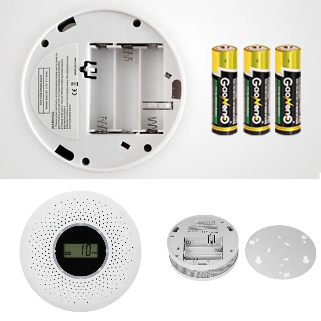 LCD Digital Display Carbon Monoxide Detector 0.1%db/m-9.9%db/m Smoke 10-95% RH 3W White 000-999 PPM Alarm | Безопасность и защита