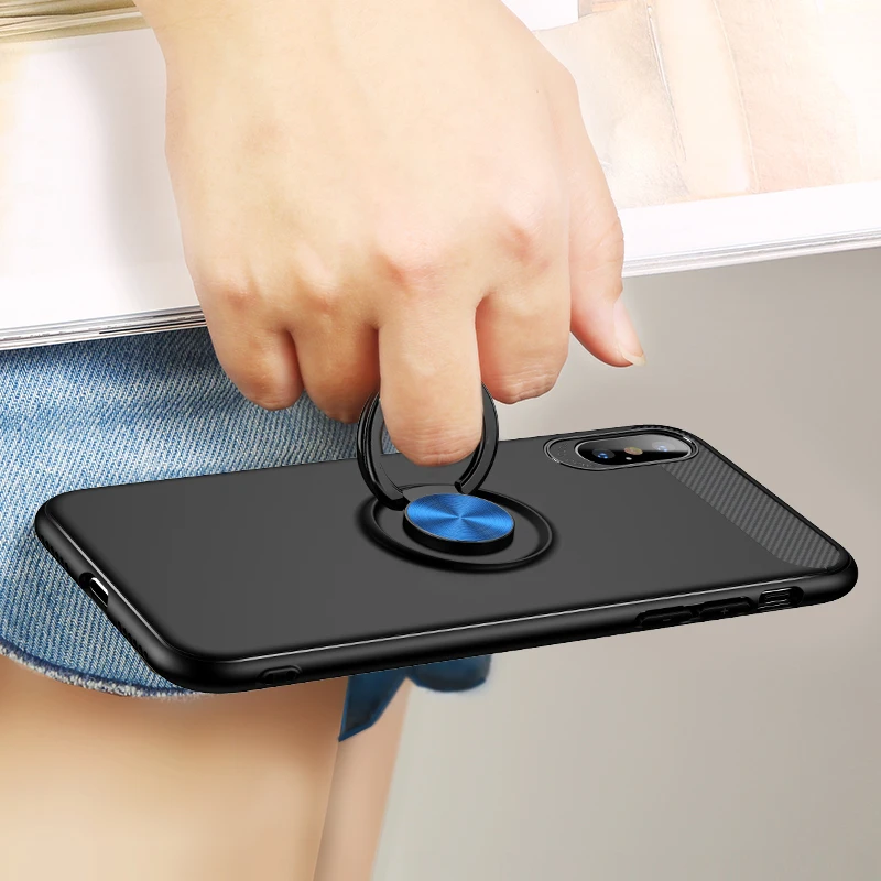Чехол Toraise для iPhone X роскошный металлический кольцевой кронштейн силиконовый