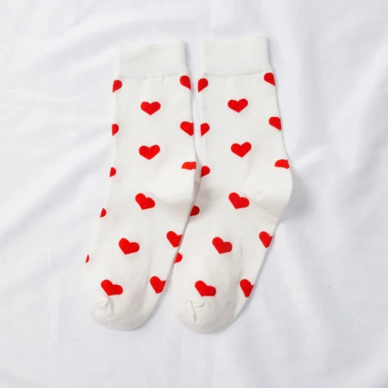 bottom red love PEONFLY/Новинка года; женские носки; сезон осень-зима; забавные носки в Корейском стиле с принтом «яйцо» и «ананас»; Sokken; новые удобные носки из хлопка - Цвет: bottom red love