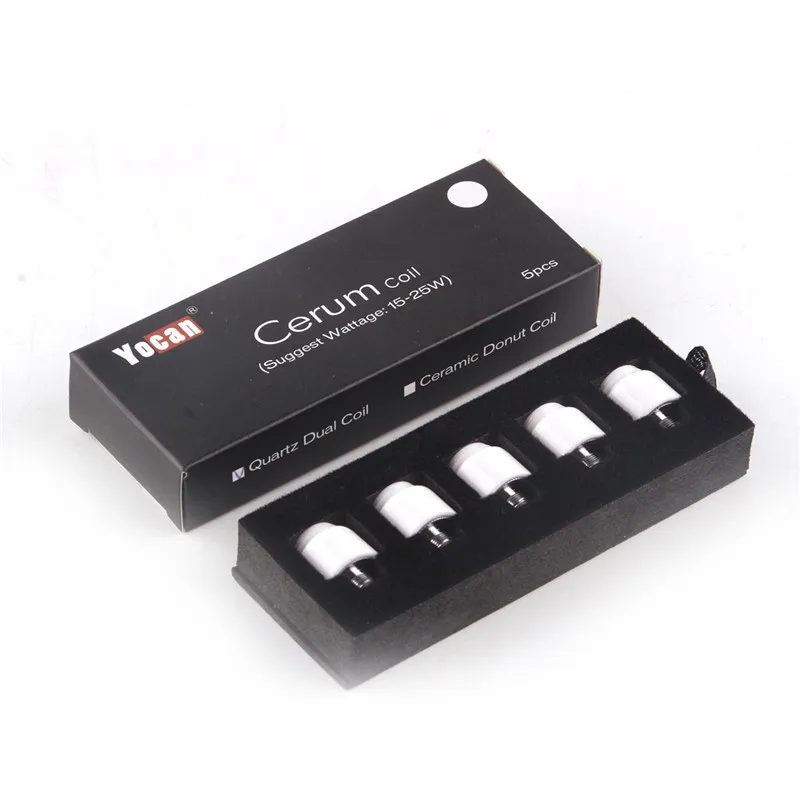 5pcs/lot Original Yocan Cerum Atomizer Tank Replacement Head Ceramic donut Quartz Dual Coil for e cigarette kit | Электроника