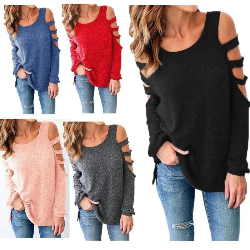 Женские Модные Футболки с длинным рукавом ремень Повседневная Блузка дна