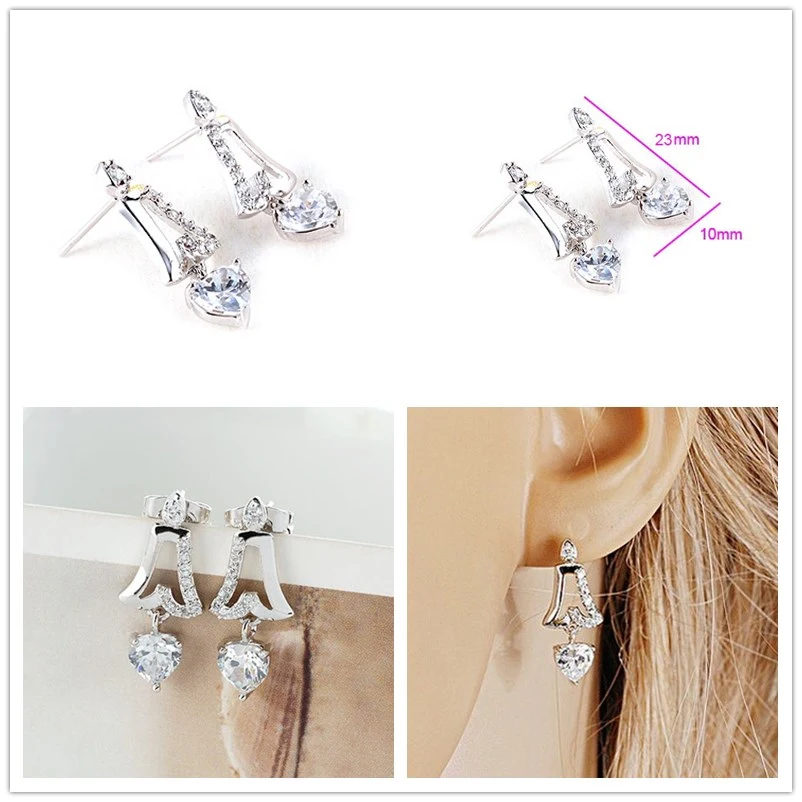 INALIS 6 мм Серьги с кристаллами в форме сердца CZ для женщин Подарочные серьги