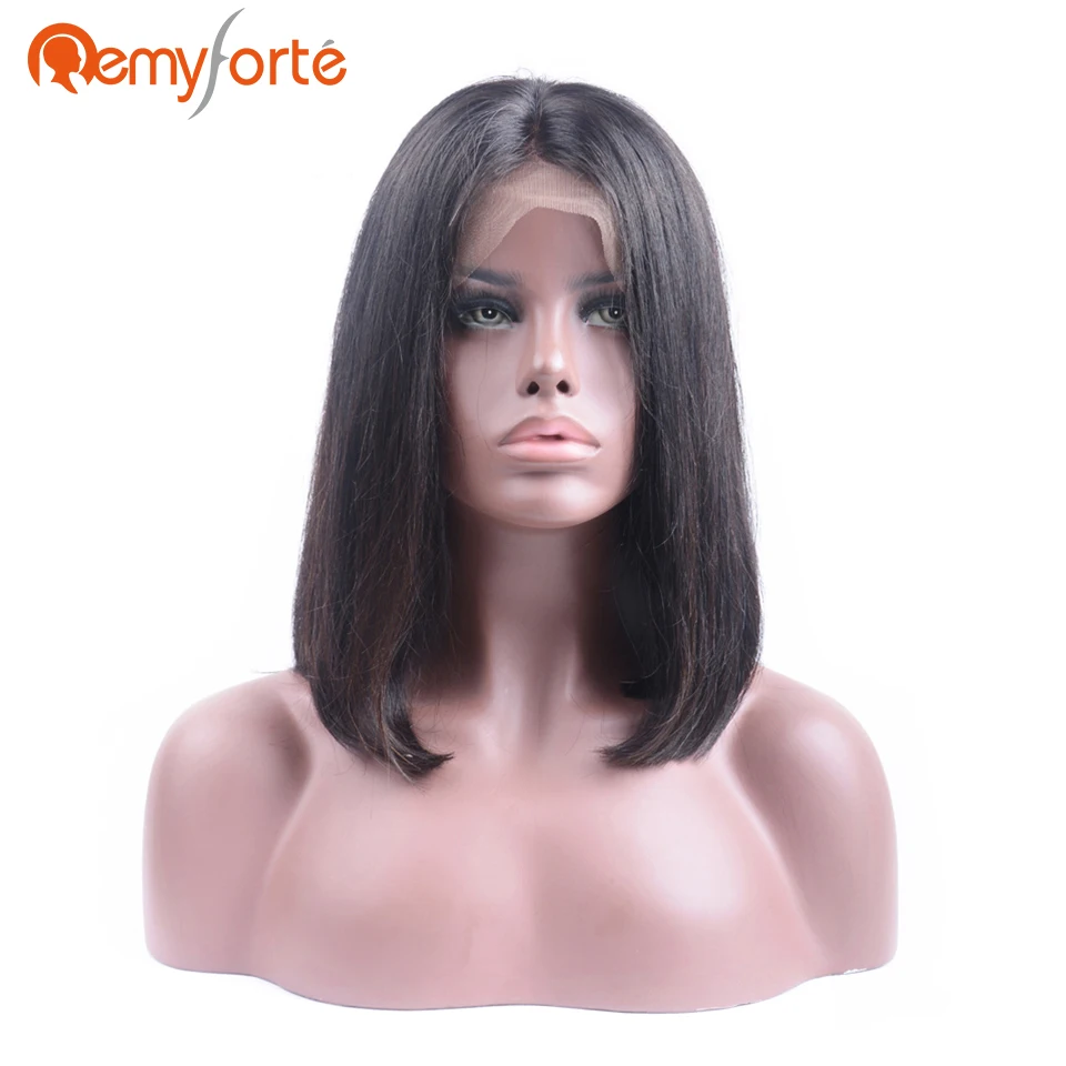 Парики из натуральных волос Remy Forte парики на кружеве парик причёска Боб с прямыми