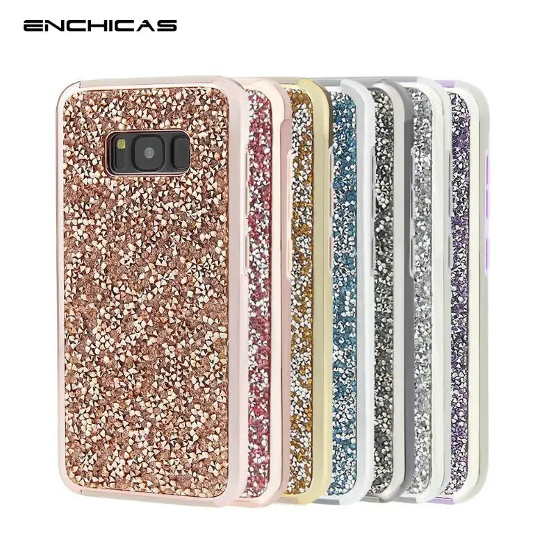 ENCHICAS Luxury Bling Rhinestone Diamond Cover for Samsung Galaxy S8 Note 8 Pink Rose Gold Case Girls Women Capa Plus |