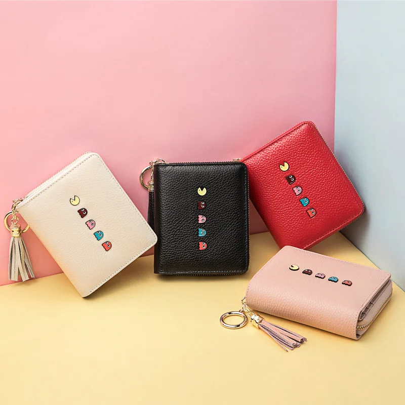 Модный Мини Женский кошелек из натуральной кожи короткий женский для монет милая