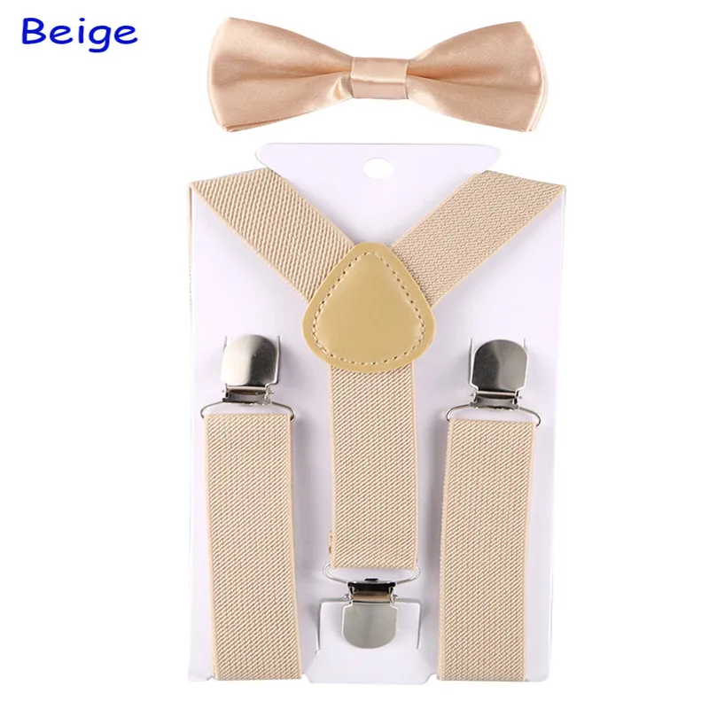 Beige Детские регулируемые эластичные подтяжки с галстуком-бабочкой, ДЕТСКИЕ брекеты для мальчиков и девочек, подтяжки, Детские свадебные галстуки, аксессуары - Цвет: Beige