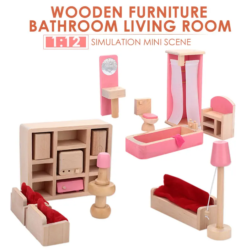 Мини-мебель для кукольного дома гостиная Кукольный дом Туалет 1:12 деревянный