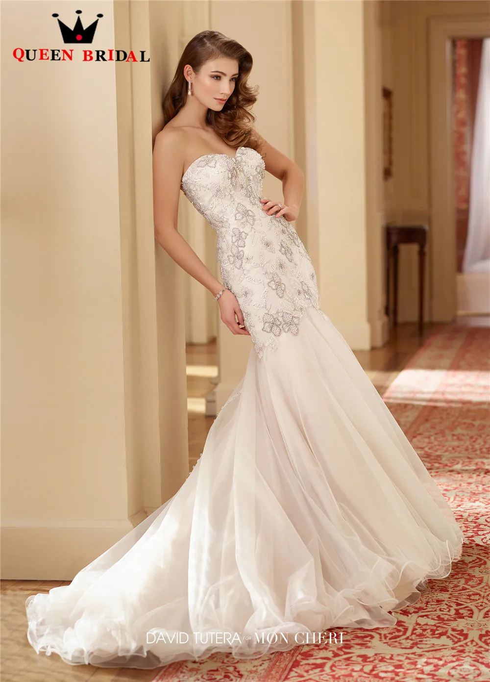 Custom Made Русалка Кристалл Бисероплетение Кружева Sexy Длинные Женщины robe de mariage