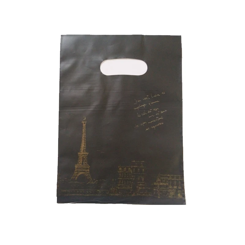 

15*20CM 100pcs Eiffel Tower Design Black plastic gift bag favor jewelry boutique gifts packaging bags cute plastic bags handbags