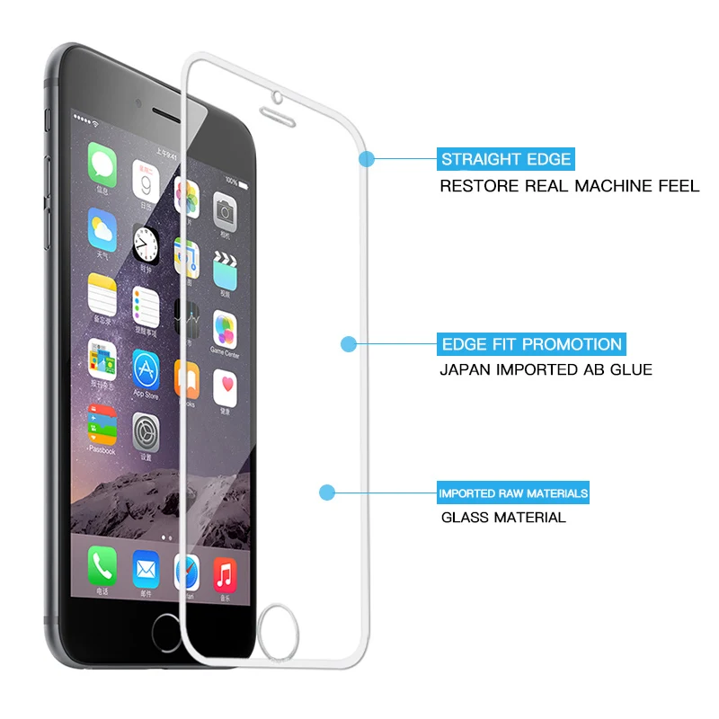 3D закаленное стекло из алюминиевого сплава для iPhone 6 6S 7 8 Plus полноэкранная