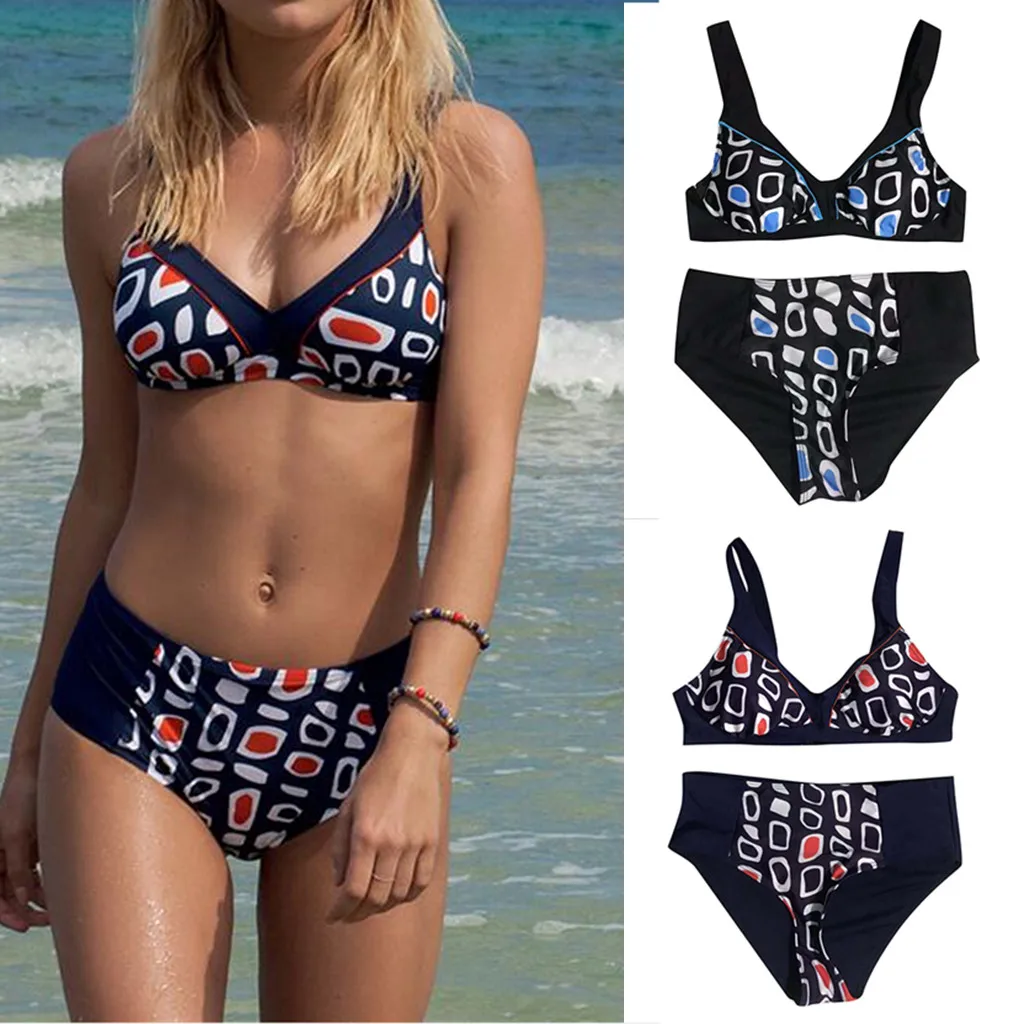 Женский купальный костюм сексуальный купальник бикини бандажный с принтом