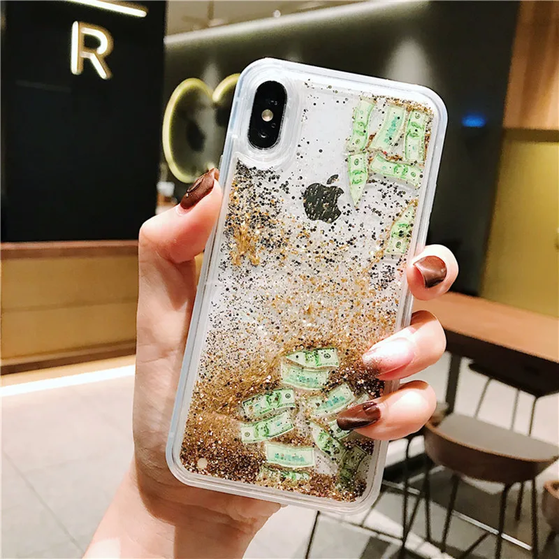 Модный Блестящий 3D чехол для телефона с зыбучим песком iPhone X XS MAX XR 7 8 6 6S 6Plus чехлы