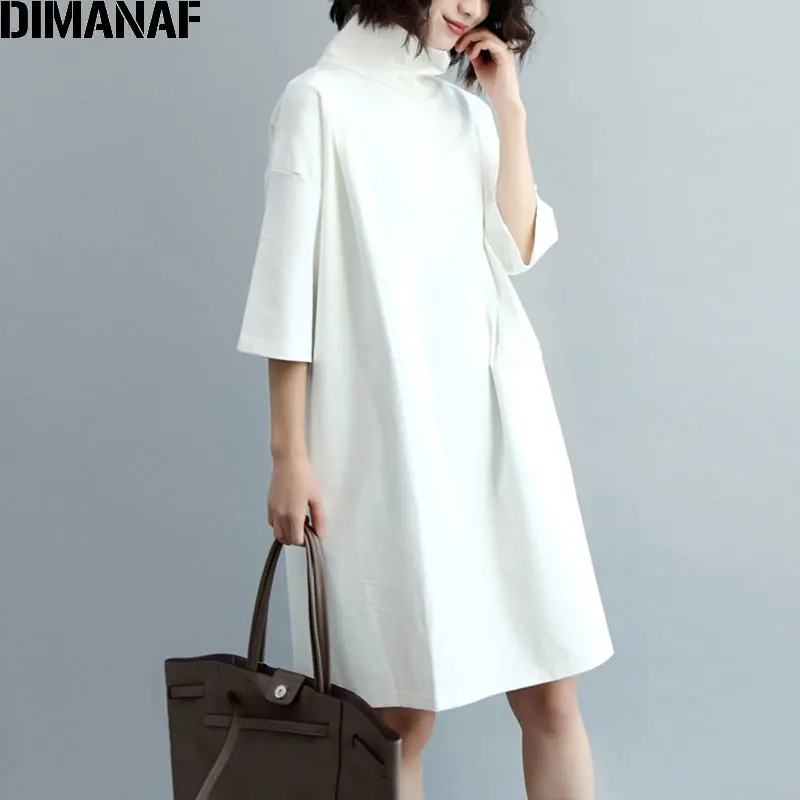 DIMANAF, женское осеннее платье, для женщин, для девушек, элегантное, водолазка, на каждый день, однотонное, размера плюс, модное, Европейское, повседневное, шоу, тонкое - Цвет: 9808