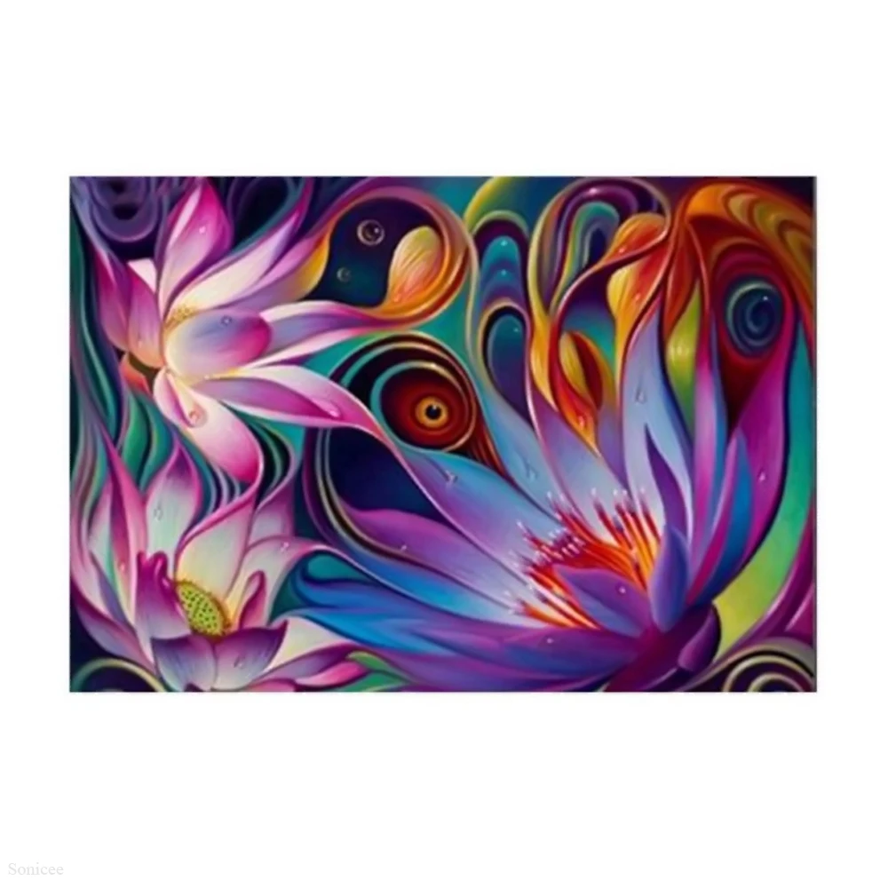 5D алмазная абстрактная картина лотоса Цветочная вышивка крестиком рукоделие 3d