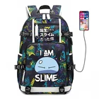 В тот раз, когда я получил повторную надпись как слайм, дорожный рюкзак с принтом для косплея, рюкзак для ноутбука с USB-зарядкой, большие холщовые школьные ранцы