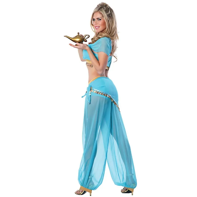 2017 Halloween costumes for women cosplay jasmine aladdin costume genie outfit arabian night princess fancy Dress A8748 | Женская одежда