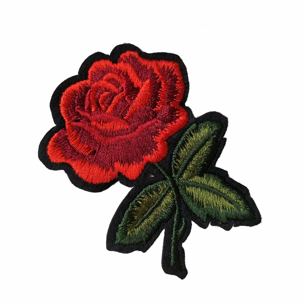 Новинка 2 шт. маленькая красная роза Цветочная вышивка ПРИШИТАЯ аппликация