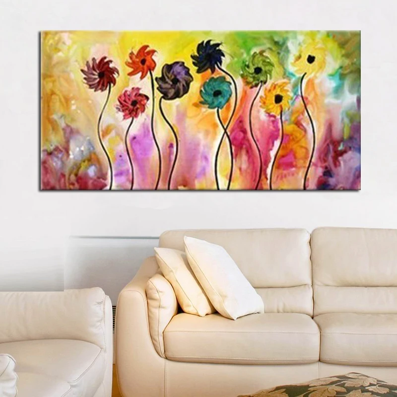 MODERN ABSTRACT HUGE WALL ART OIL PAINTING ON CANVAS 1P abstract flower  24x48inch free shipping