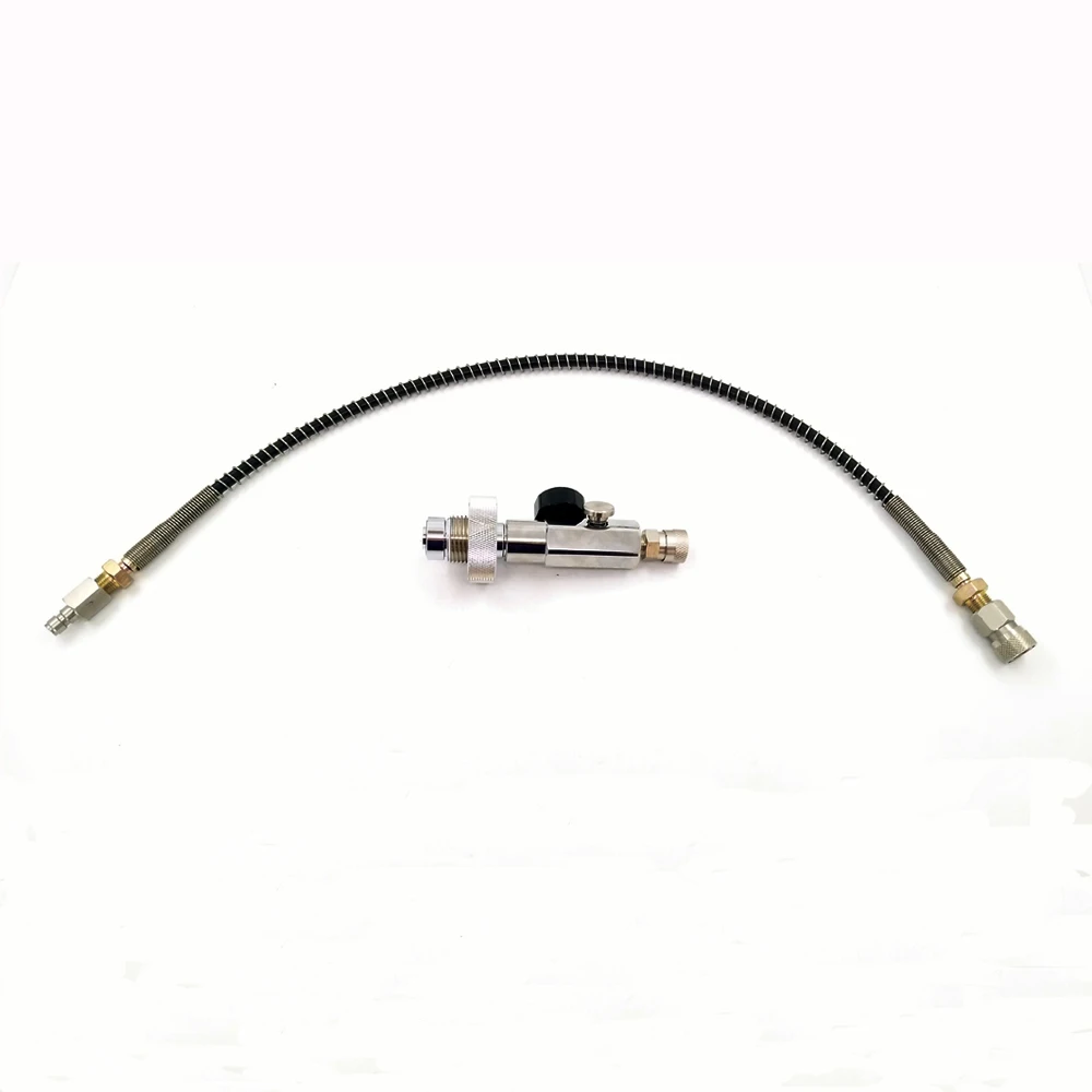 Пейнтбол PCP заполняющая станция 300 бар/4500psi Din G5/" зарядный адаптер w/10" стальной плетеный шланг/2" пружинный армированный шланг