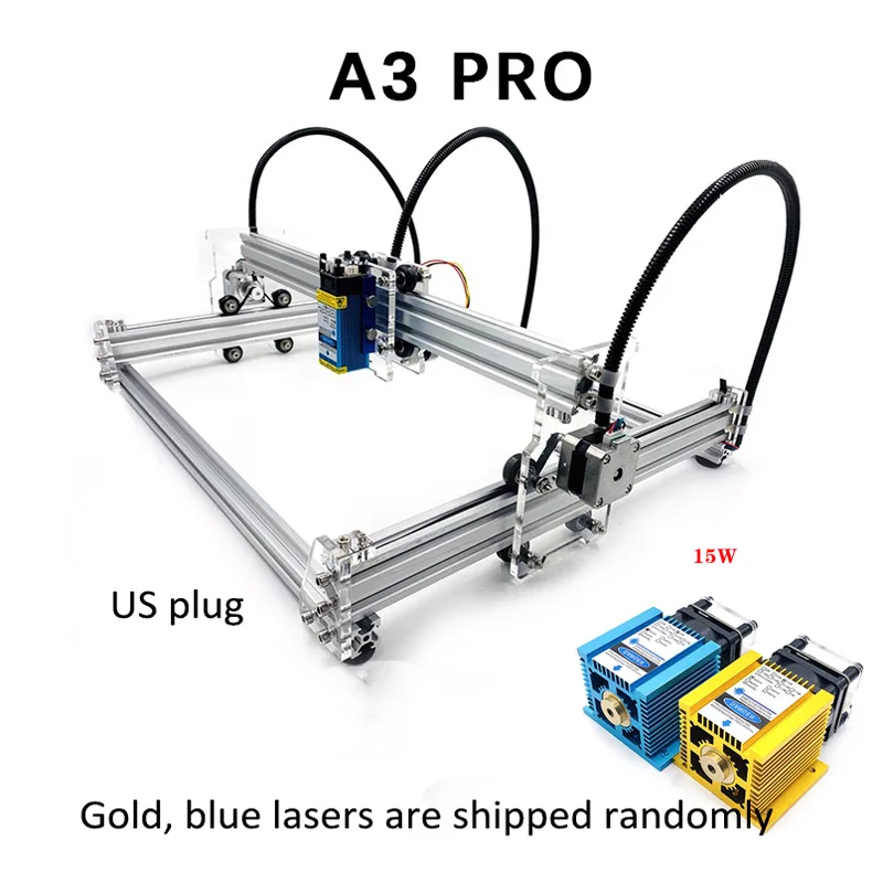 11 US Plug A3 Pro мини-станок для лазерной резки 5500wm/3500wm/5500 МВт/7 Вт/15 Вт лазерная головка DIY машина гравер для резки древесины PWM - Цвет: 11