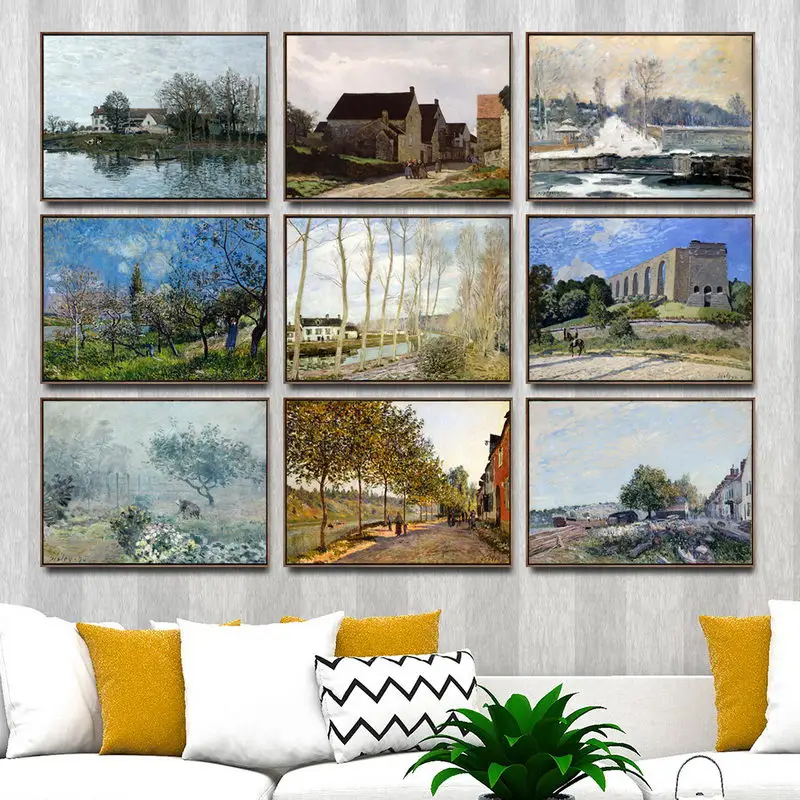 Home Decoration Art Wall Pictures for Living Room Poster Print Canvas Printings Paintingsn French Alfred Sisley Landscape 6 | Дом и сад