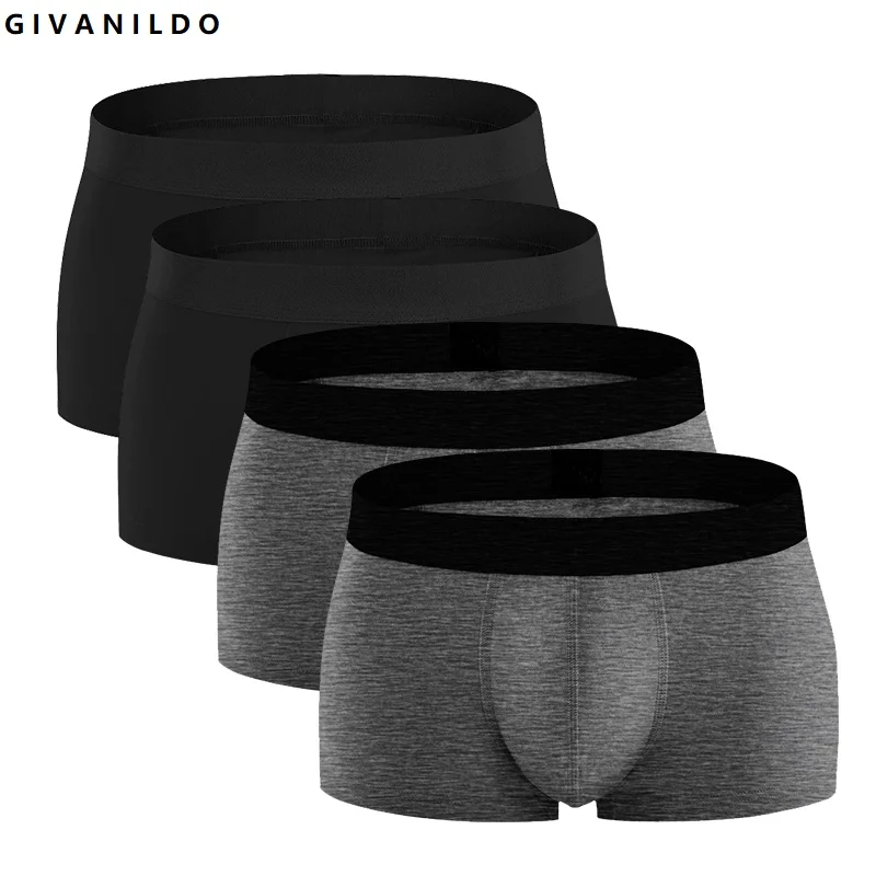 Givanildo 4 шт./лот мужские боксеры шорты для мужчин нижнее белье из 95% хлопка мягкие