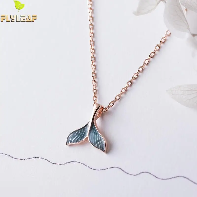 Женское Ожерелье Flyleaf из серебра 100% пробы с синей глазурью и хвостом русалки