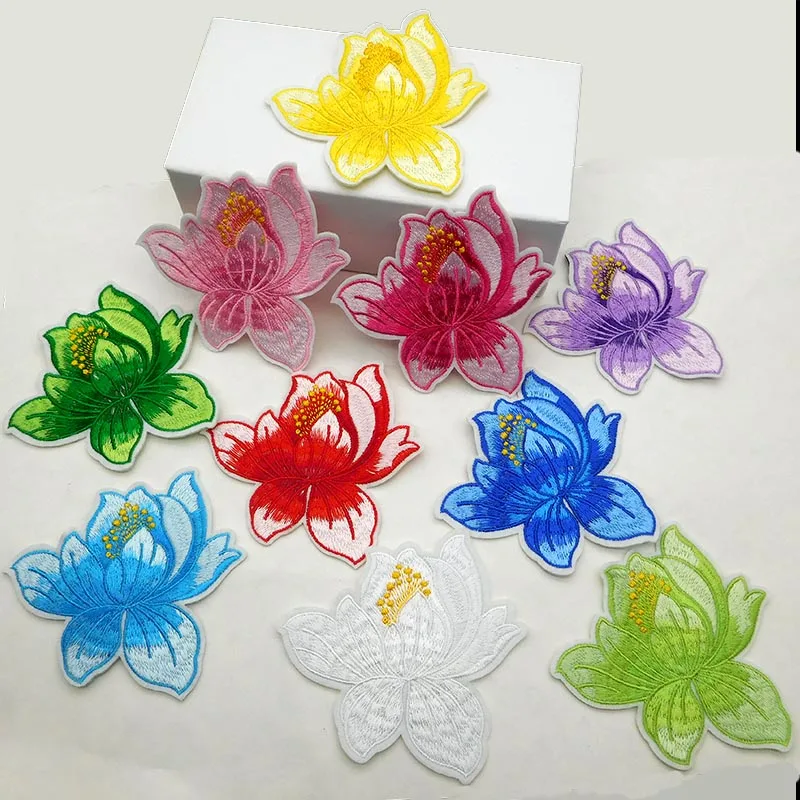 

Lotus embroidered patch affixed to clothing patch, dress patch, lotus embroidery, Chinese wind cloth, patchwor